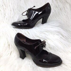 Chanel Burgundy Patent Cut-Out Oxford Heels - 36 (5.5)